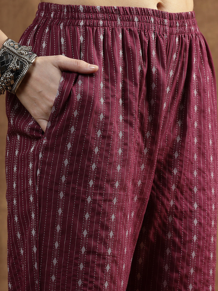 Wine-Cotton-Woven-Design-Co-Ord-Set