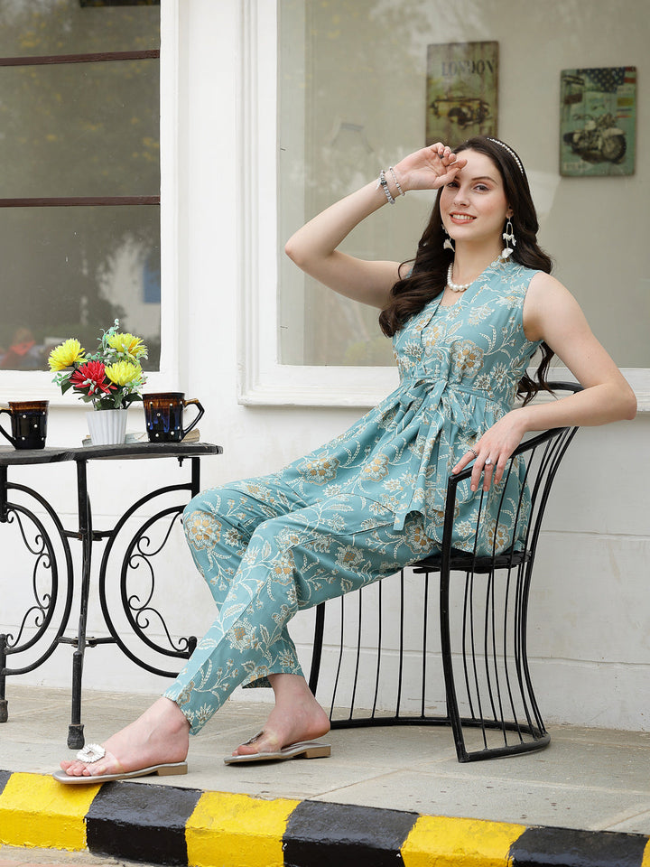 Aqua-Blue-Rayon-Floral-Printed-Co-Ord-Set