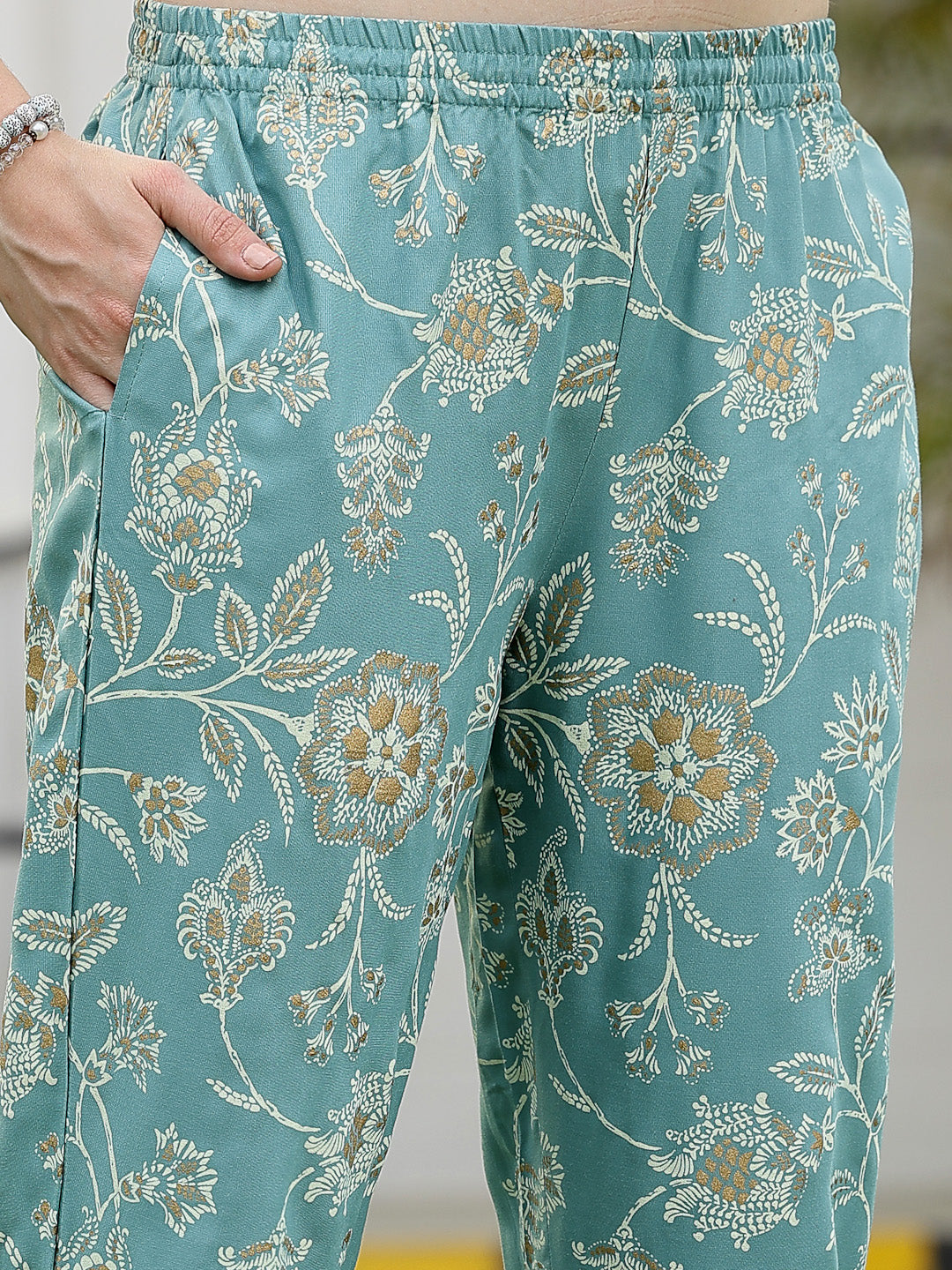 Aqua-Blue-Rayon-Floral-Printed-Co-Ord-Set