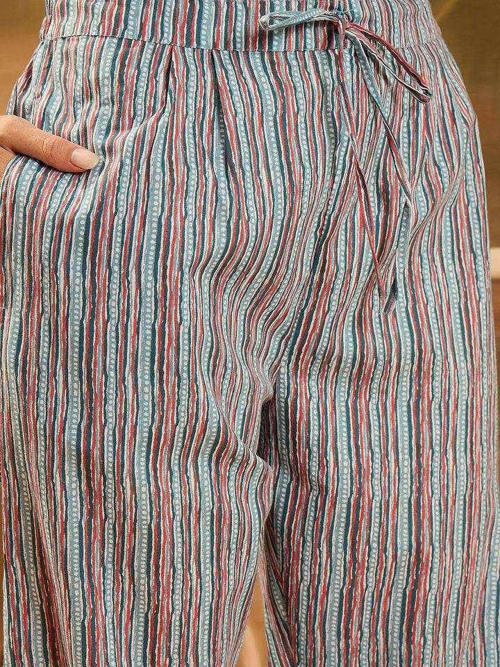 Turq Blue Floral Printed Cotton Co-ords Set