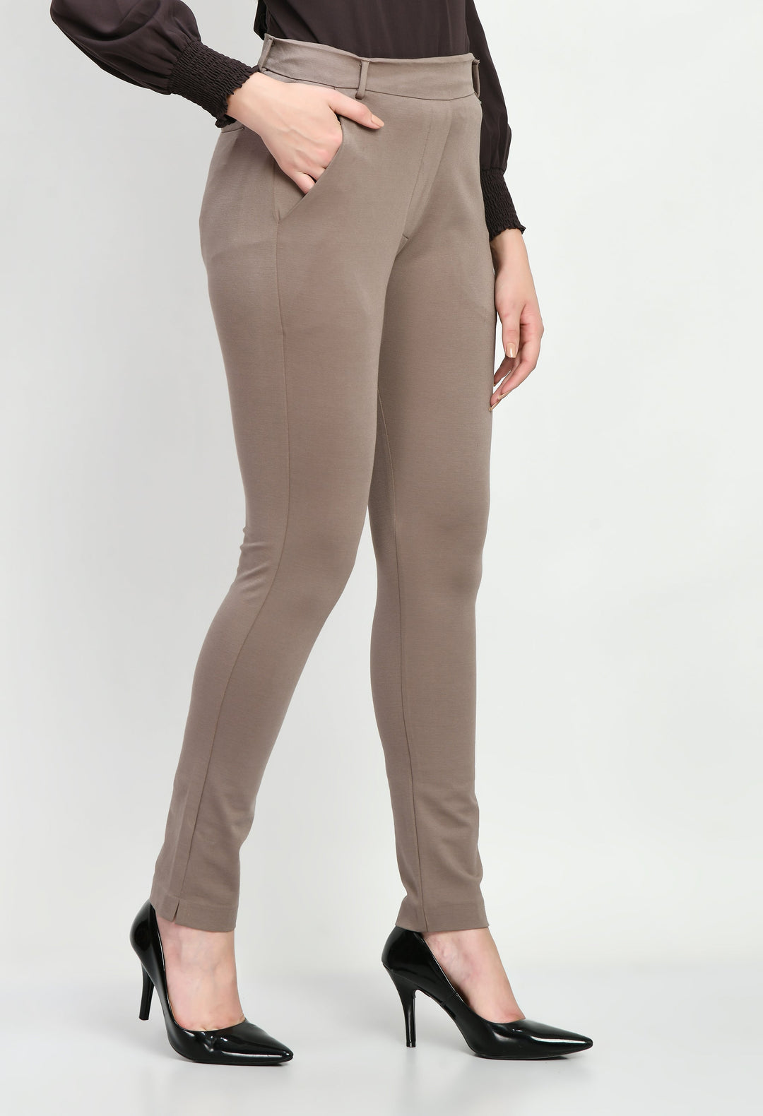 Camel-Beige-Respect-Solid-Stretch-Slim-Trouser