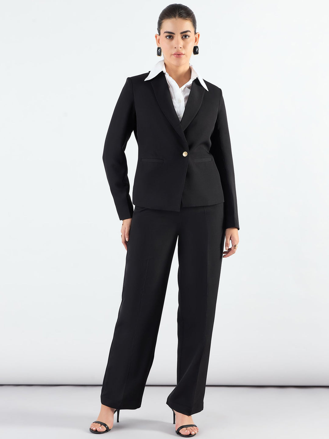 Chic-Black-Poly-Viscose-Asymmetric-Blazer-Styled-&-Trouser