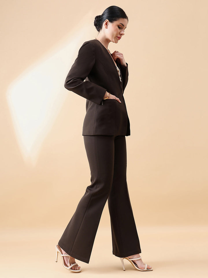 Chocolate-Brown-Polyester-Lapel-less-Stretch-Pant-Suit