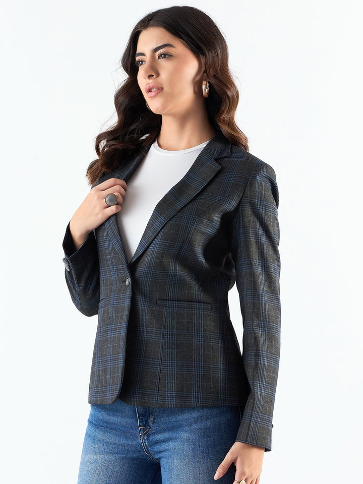 Classic-Blue-Poly-Viscose-Notched-Collar-Checkered-Blazer