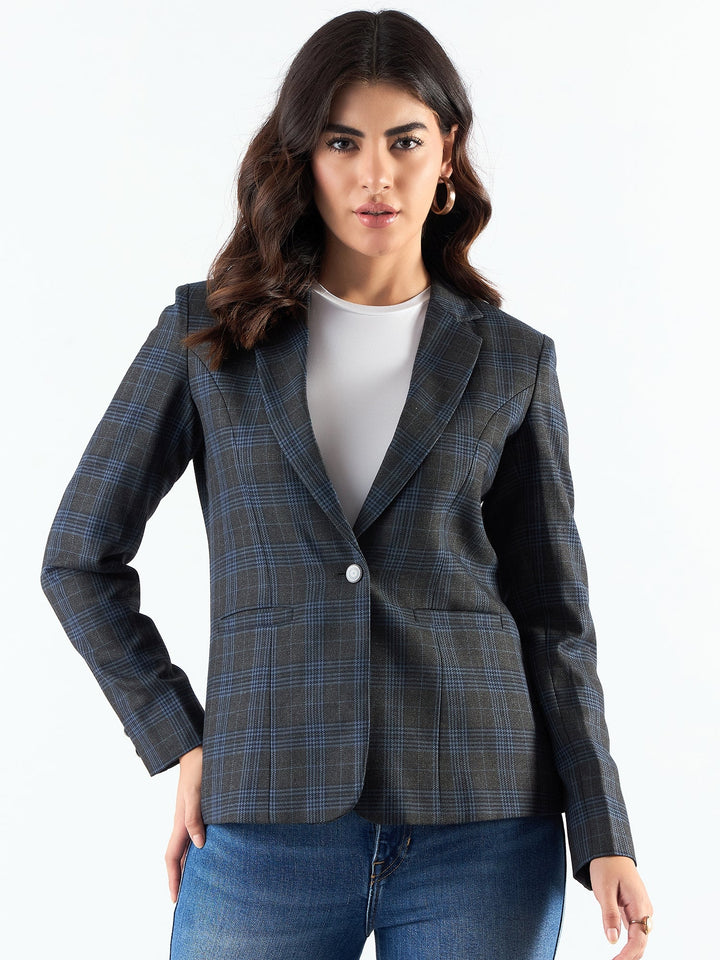 Classic-Blue-Poly-Viscose-Notched-Collar-Checkered-Blazer