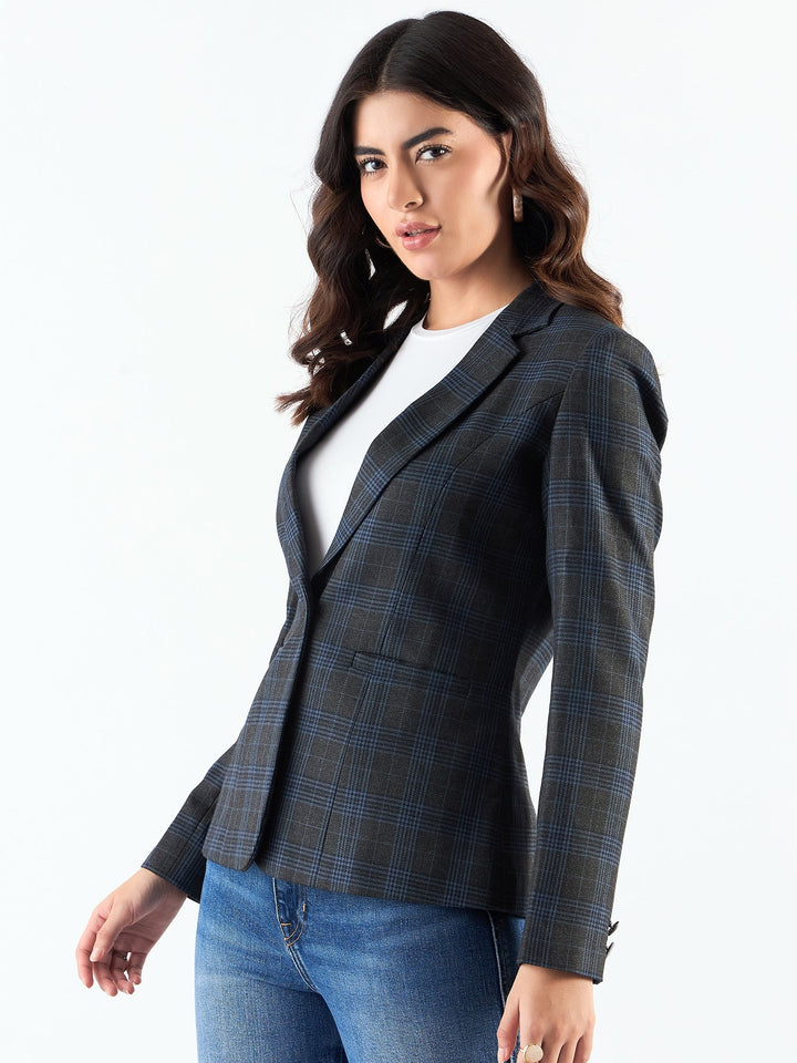 Classic-Blue-Poly-Viscose-Notched-Collar-Checkered-Blazer