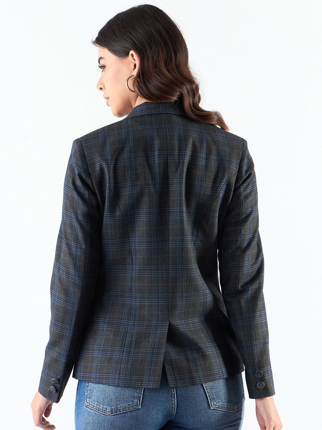 Classic-Blue-Poly-Viscose-Notched-Collar-Checkered-Blazer