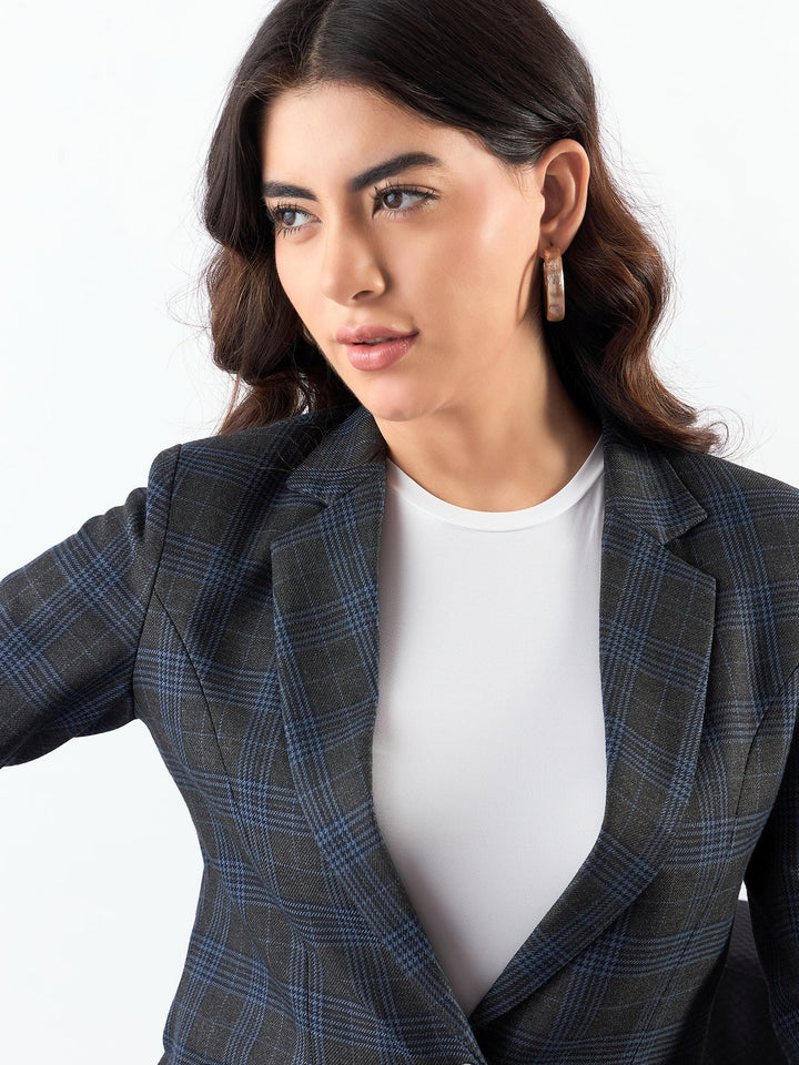 Classic-Blue-Poly-Viscose-Notched-Collar-Checkered-Blazer