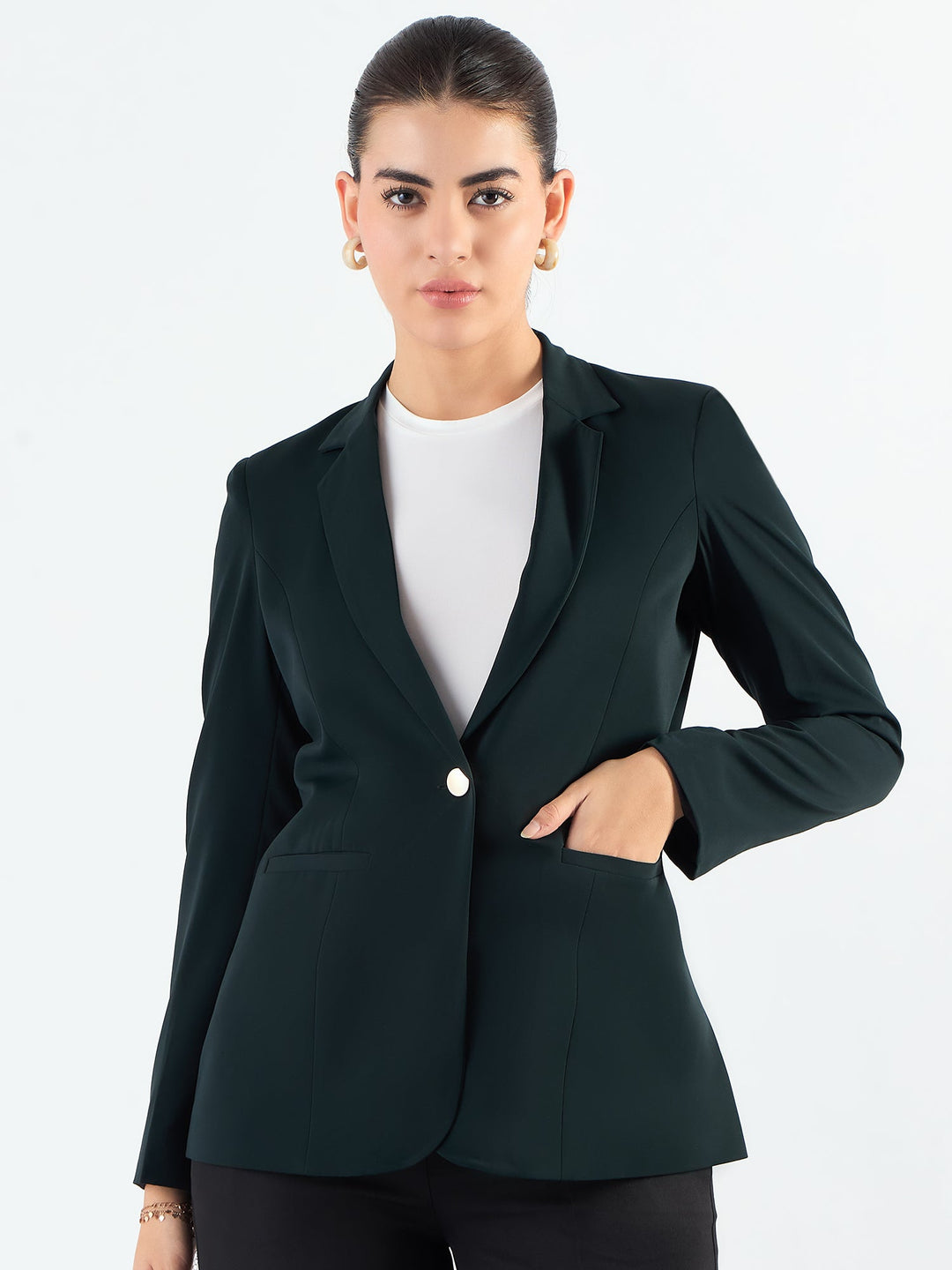 Classic-Green-Poly-Viscose-Notched-Lapel-Tailored-Fit-Blazer