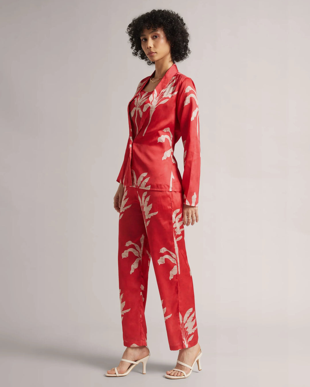 Classic Red Satin Co-Ord Set including Jacket