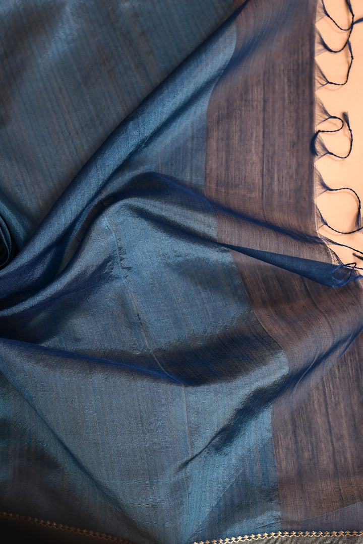 Cobalt-Blue-Maheshwari-Plain-Saree-With-Resham-Pallu