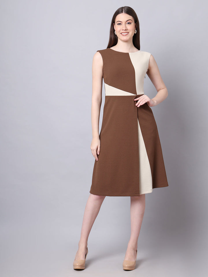 Coffee-Brown-Blended-Vibrant-Versatility-Block-A-Line-Dress