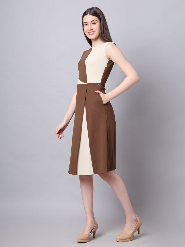 Coffee-Brown-Blended-Vibrant-Versatility-Block-A-Line-Dress