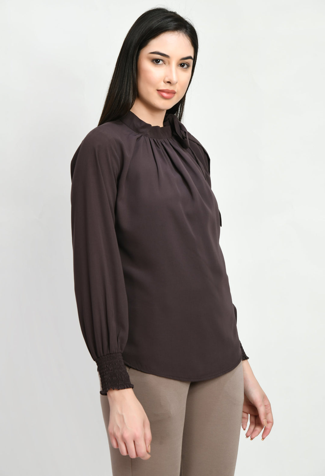 Coffee-Brown-Cotton-Blend-Honesty-Side-Knot-Top