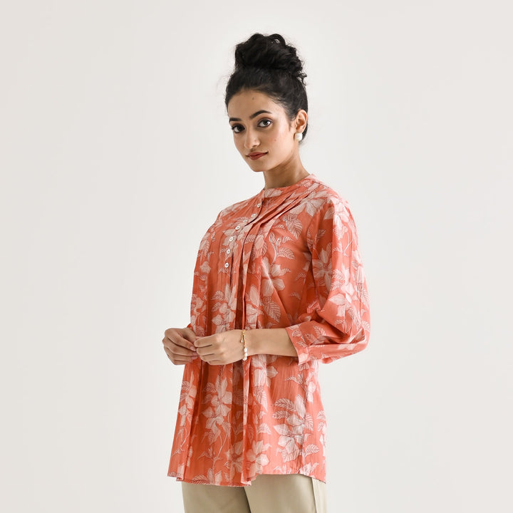 Peach-Cotton-Sanganeri-Floral-Print-Tunic