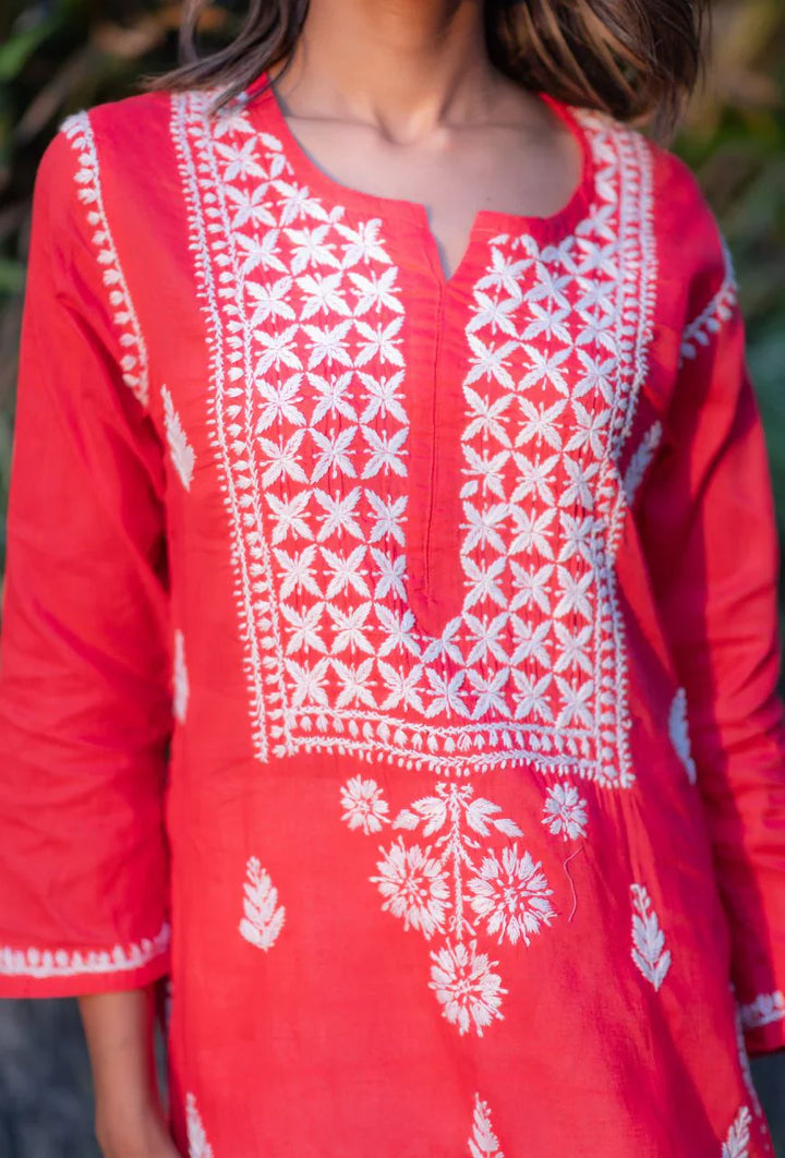 Coral-Cotton-Alifa-Chikankari-Kurta-Only