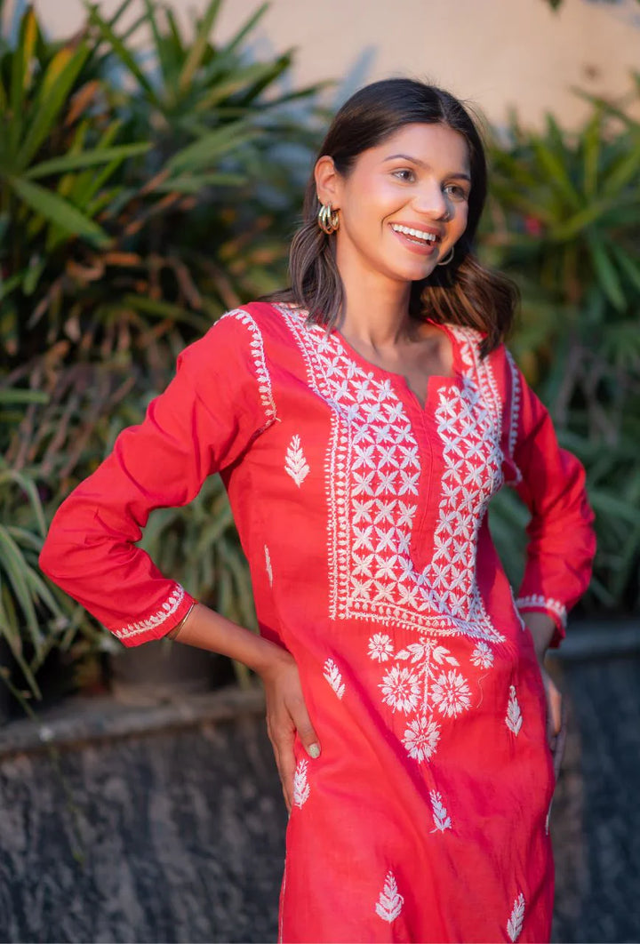 Coral-Cotton-Alifa-Chikankari-Kurta-Only