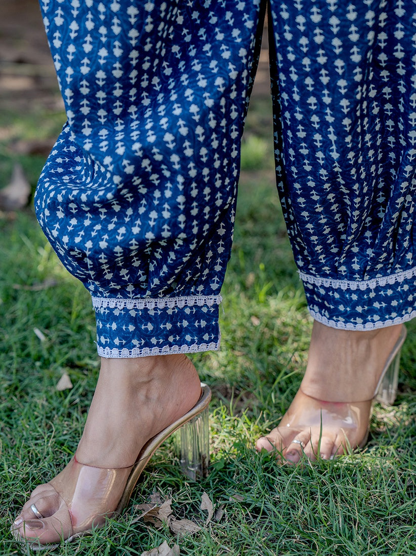 Blue-Cotton-Printed-Top-Harem-Pant-Co-Ord-Set