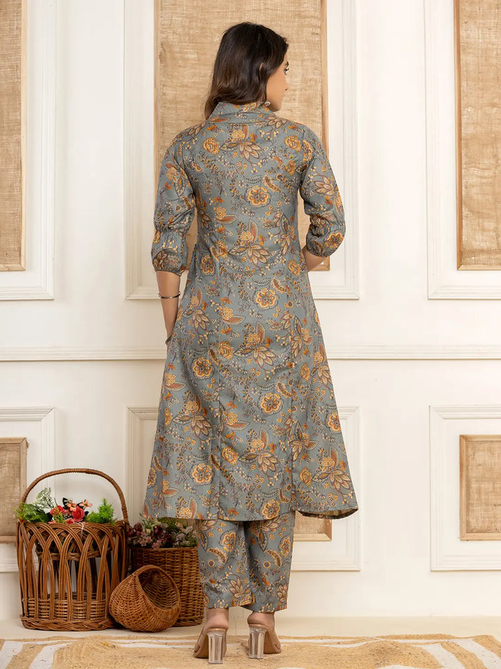 Grey-Cotton-Floral-Printed-2-Piece-Kurta-Set