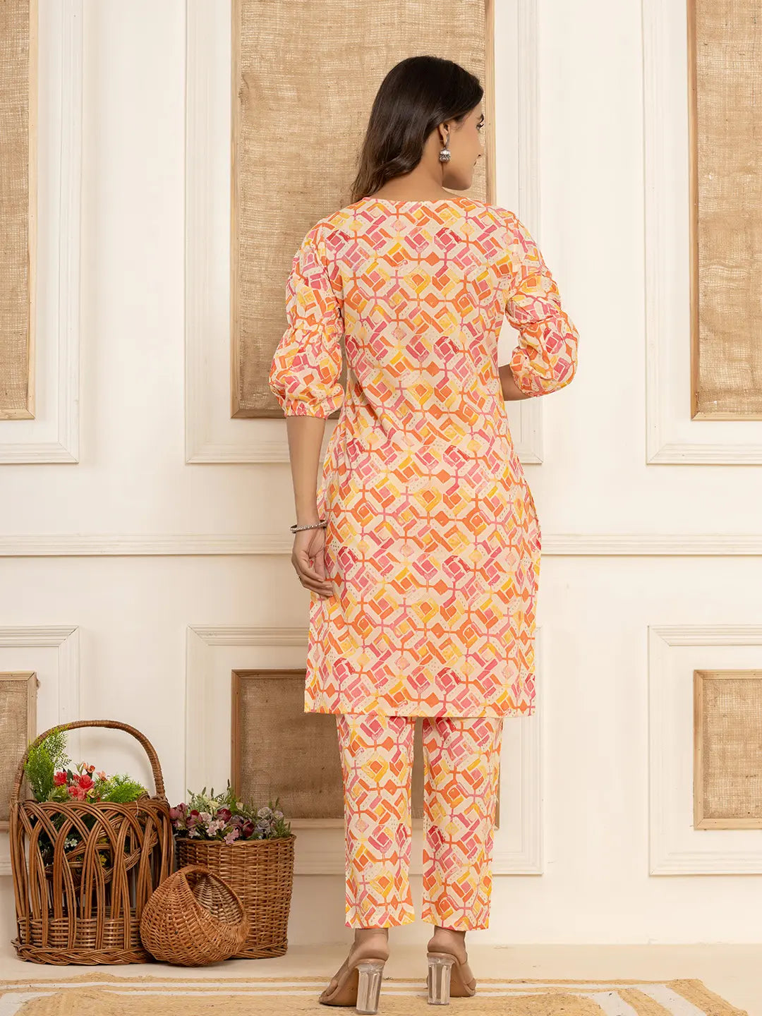 Pink-Cotton-Geometric-Printed-Co-Ord-Set