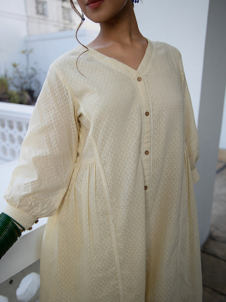 Cream-Dobby-Cotton-A-Line-Tunic-&-Bottom