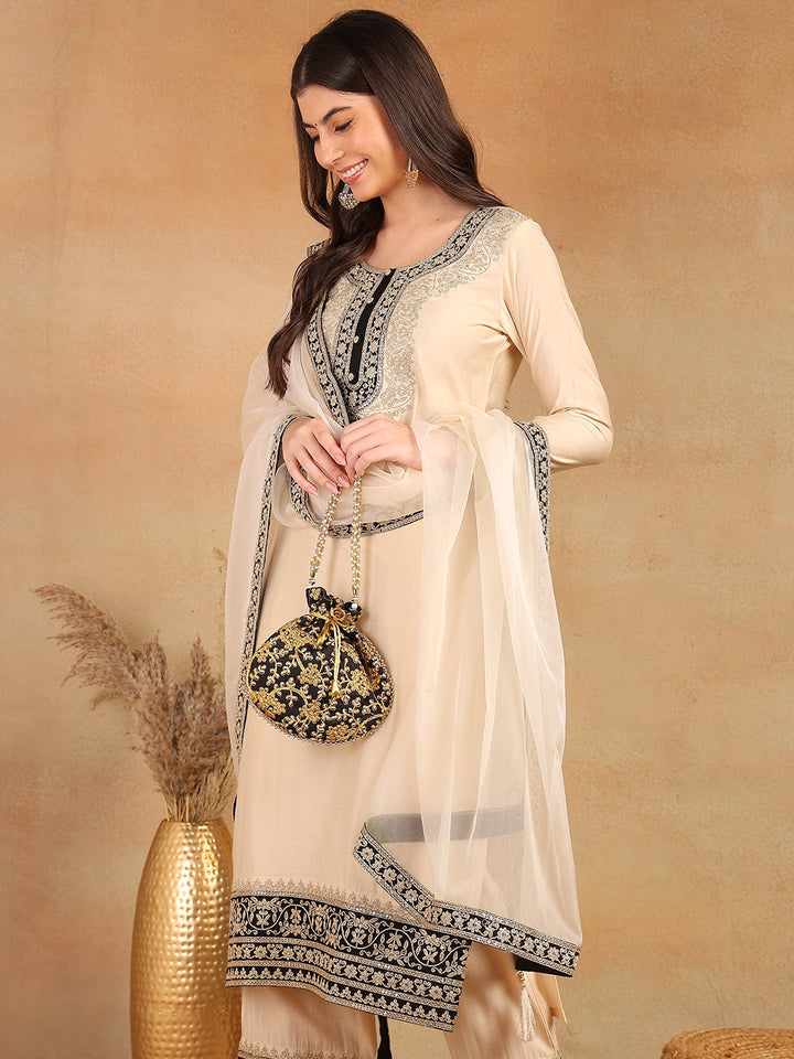 ZERESOUQ-Cream-Silk-Blend-Solid-Embroidered-3-Piece-Kurta-Set