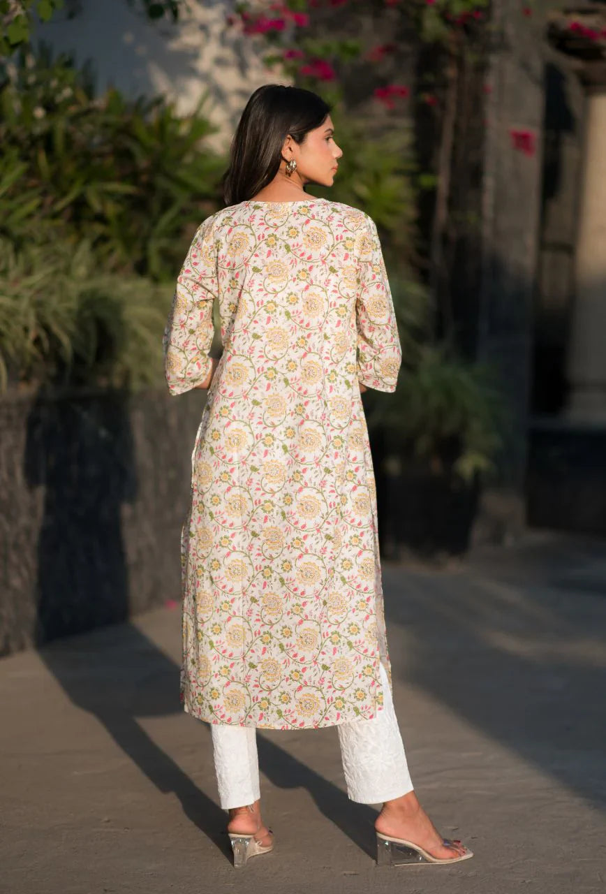 Cream-Cotton-Sanganeri-Angrakha-Chikankari-Kurta-Only