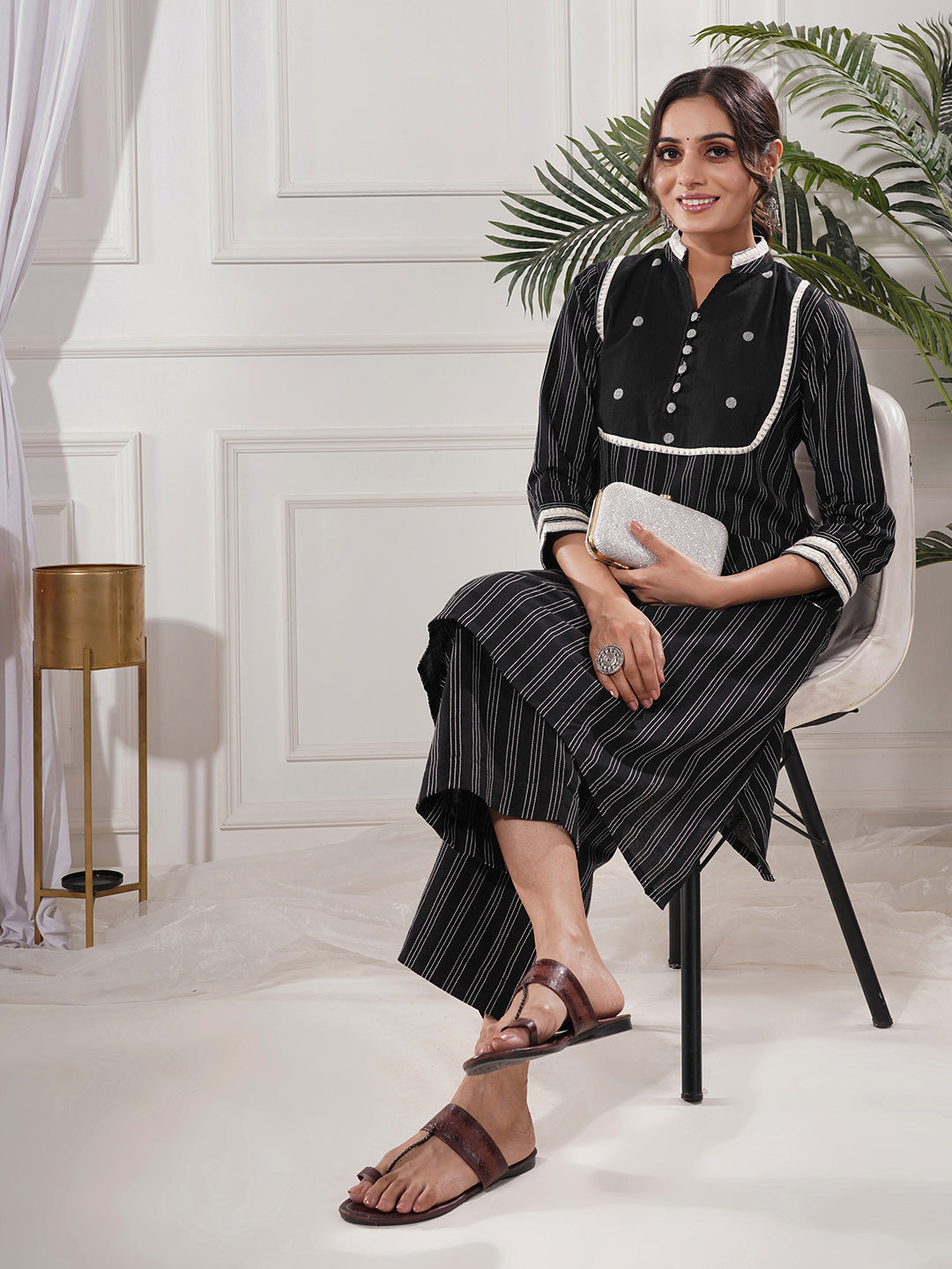 Cyana Black Cotton Kurta Only