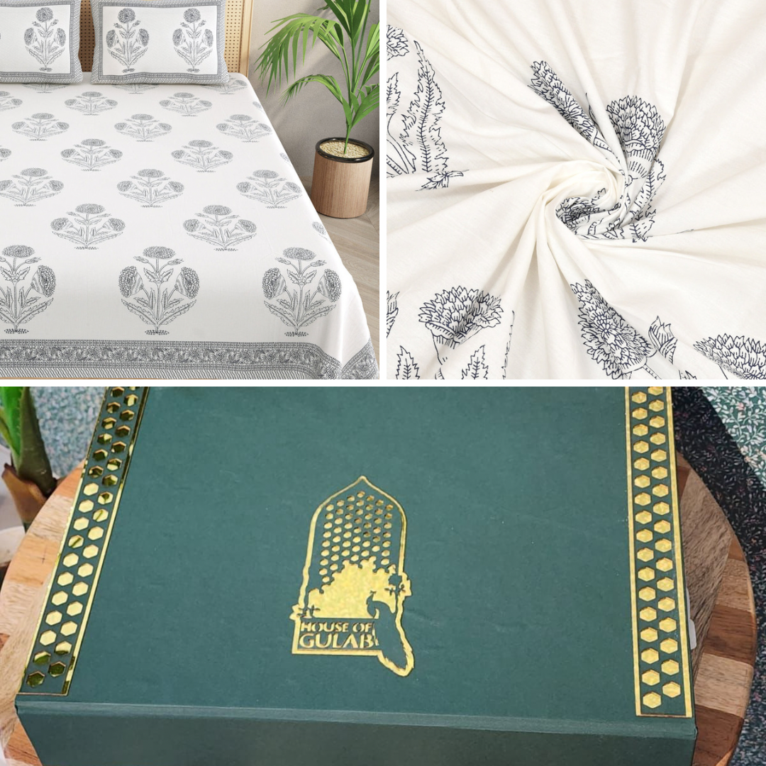 White-Double-King-Bedsheet-Set-Gift-Box-(Bedsheet-With-2-Pillow-Covers)