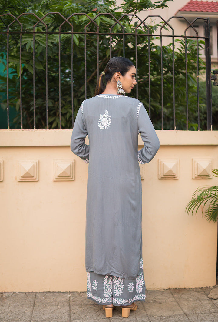 ZERESOUQ-Kashaf-Grey-Modal-Chikankari-2-Piece-Kurta-Set