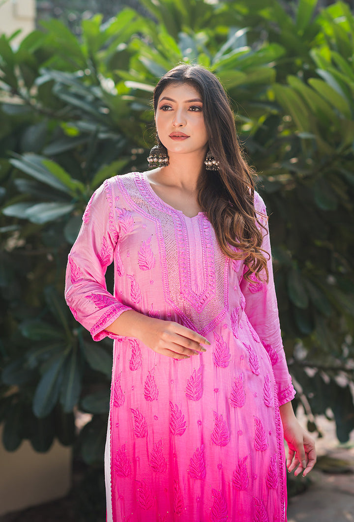 Roop-Pink-Muslin-Mukaish-Ombre-Kurta