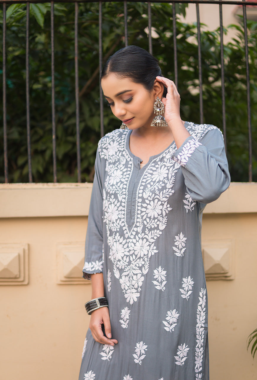 Kashaf-Grey-Modal-Chikankari-2-Piece-Kurta-Set