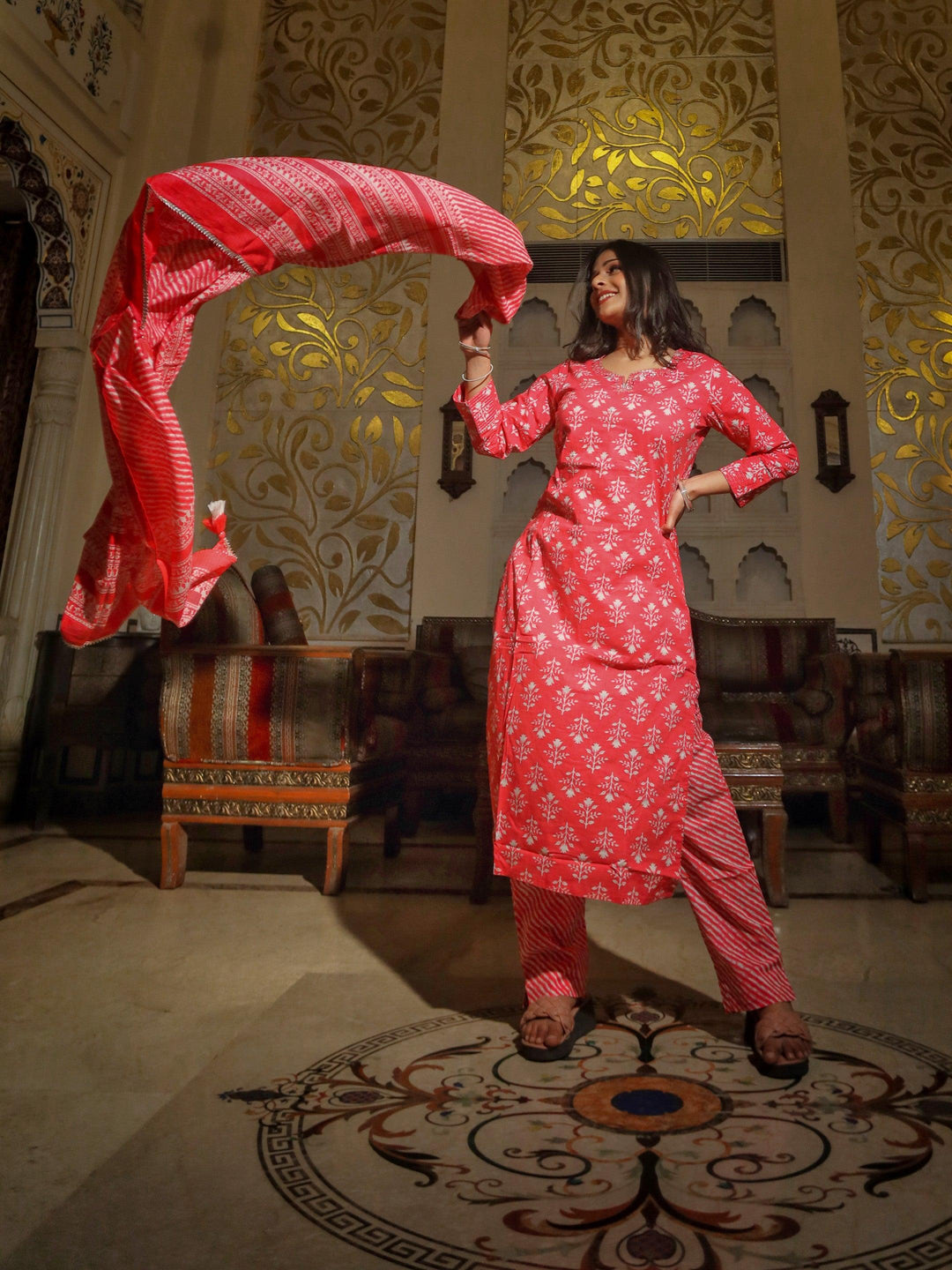 Pink-Cotton-Straight-3-Piece-Kurta-Set