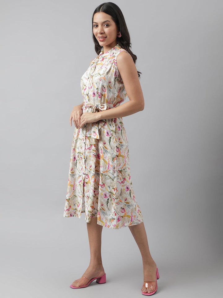 Cream-Rayon-A-Line-Floral-Printed-Midi-Dress