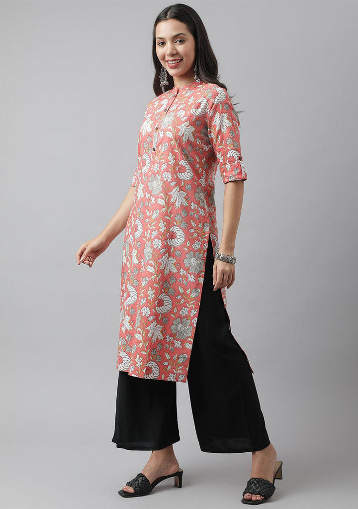 Pink-Cotton-Floral-Printed-Straight-2-Piece-Kurta-Set