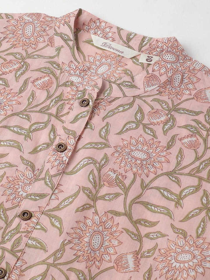 Baby-Pink-Cotton-Floral-Printed-Straight-2-Piece-Kurta-Plazzo-Set