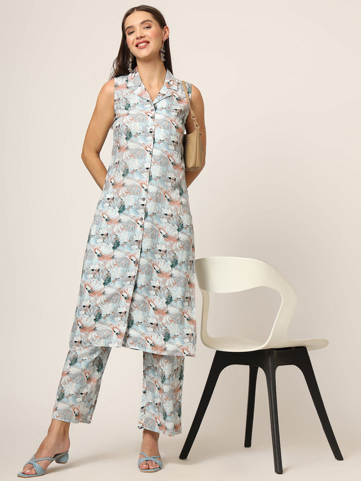 Sky-Blue-Rayon-Floral-Printed-Sleeveless-2-Piece-Kurta-Set