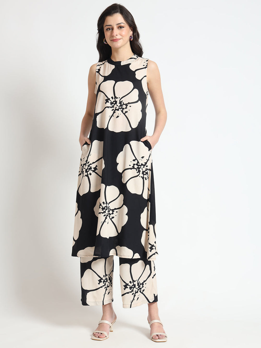 Black-Viscose-Rayon-Sleeveless-Co-Ord-Set