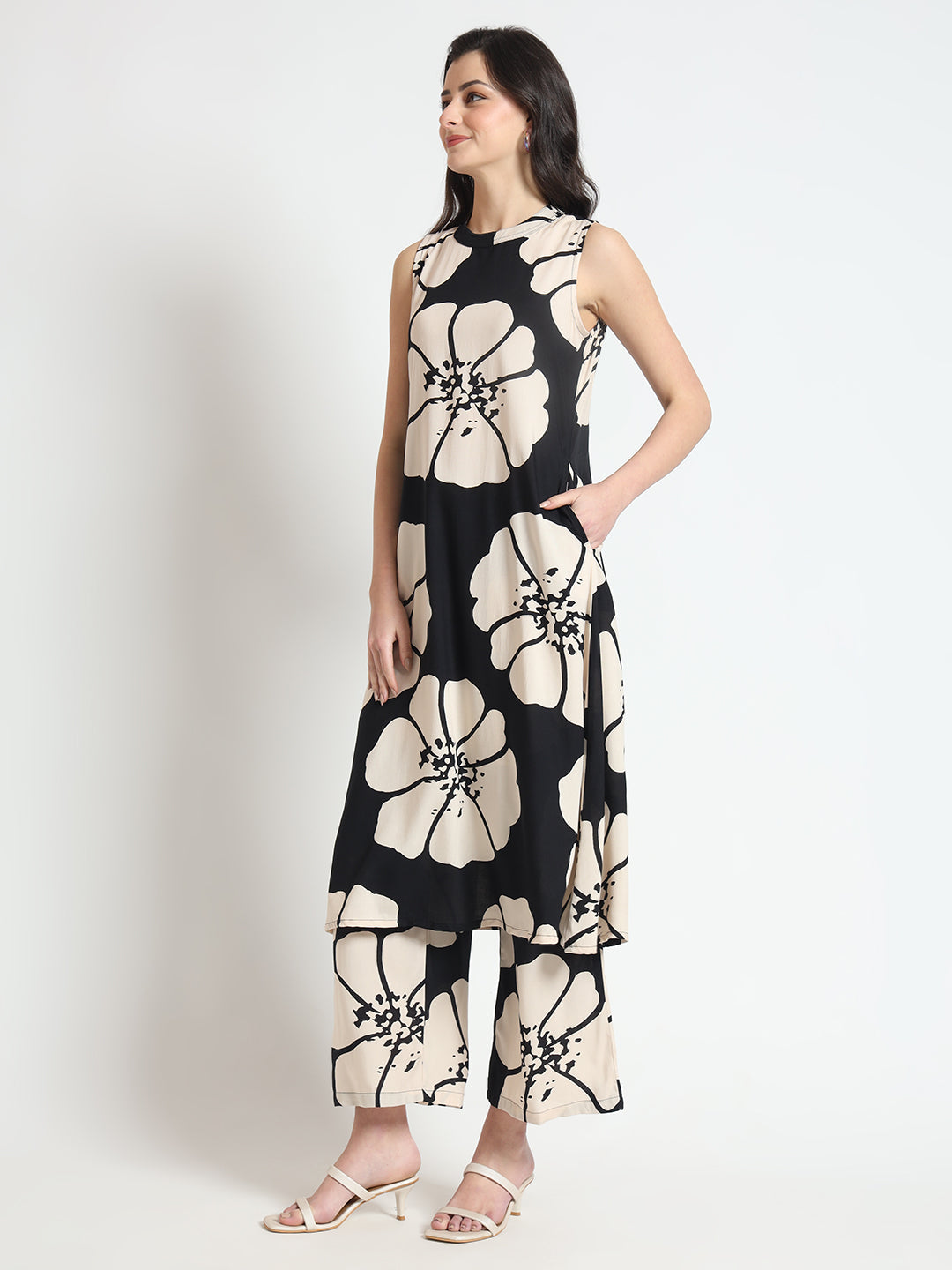 Black-Viscose-Rayon-Sleeveless-Co-Ord-Set