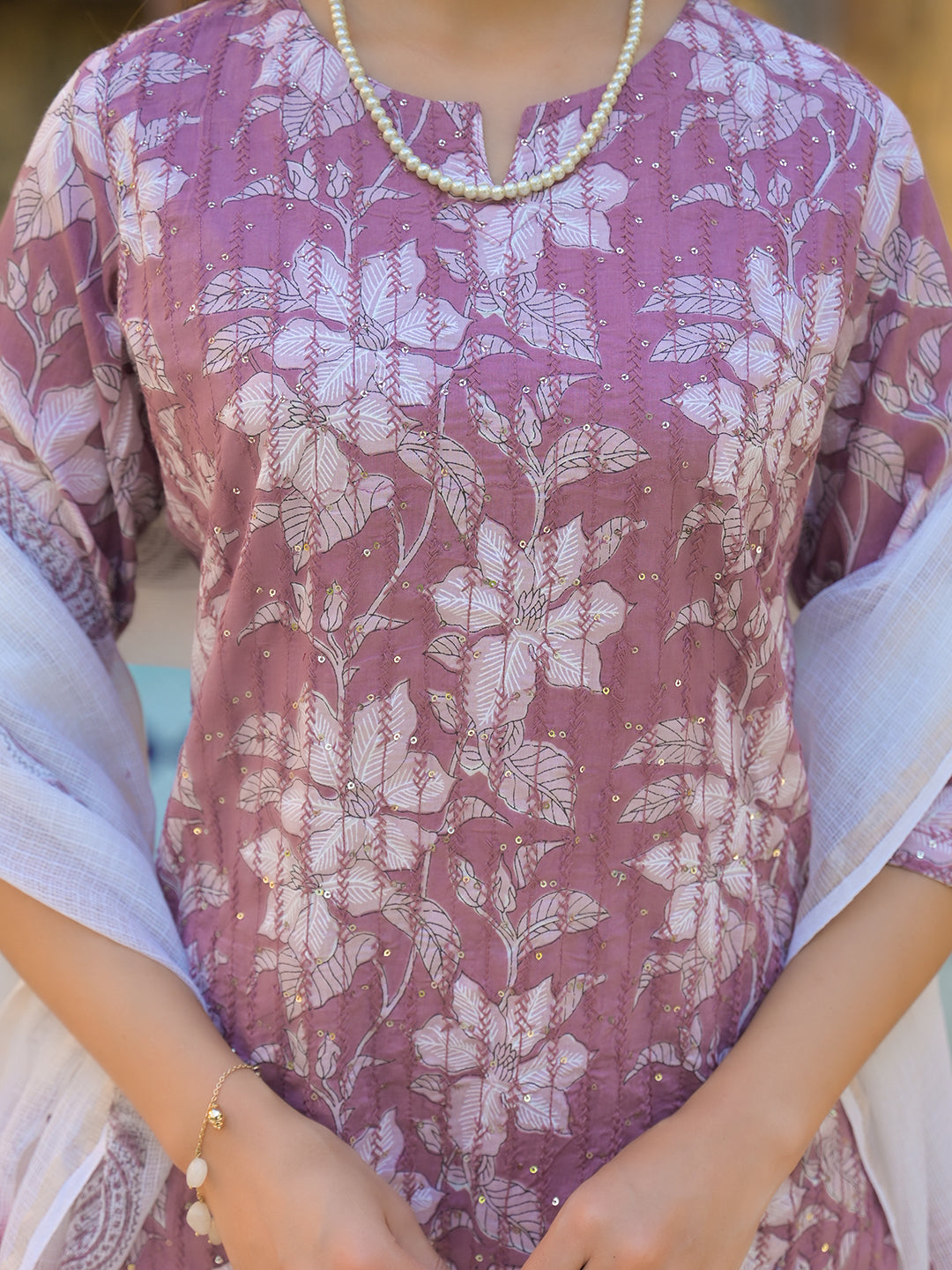 Peach-Cotton-Floral-Print-3-Piece-Kurta-Set