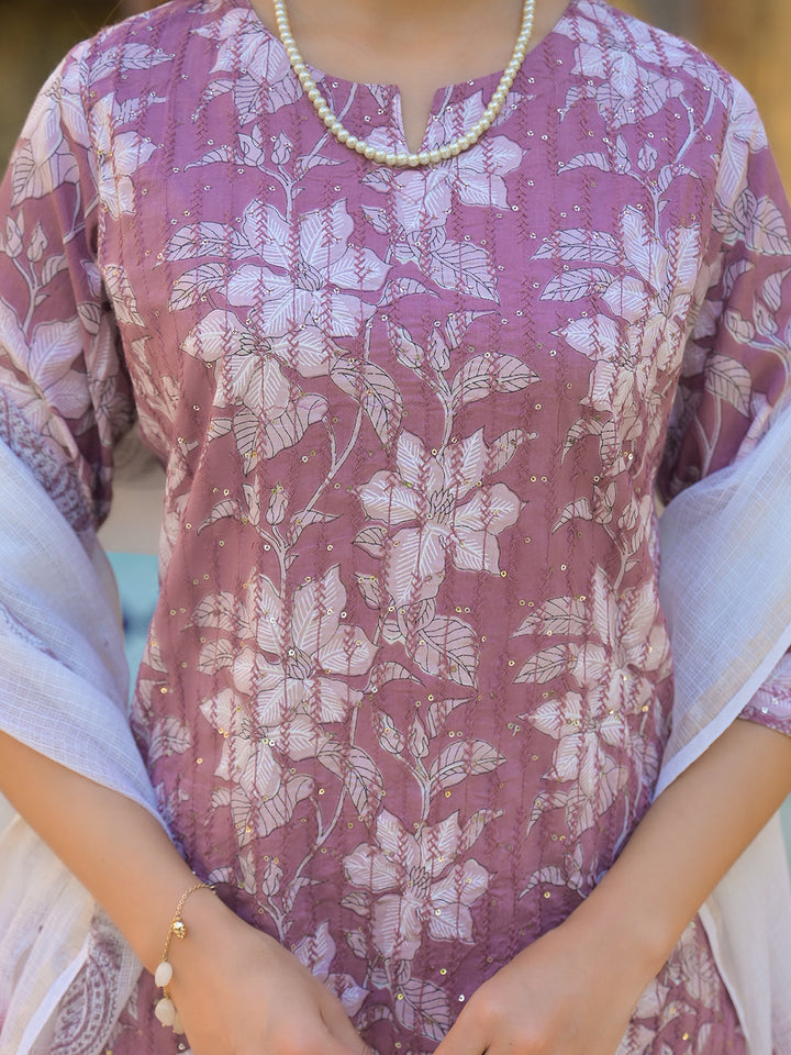 Peach-Cotton-Floral-Print-3-Piece-Kurta-Set