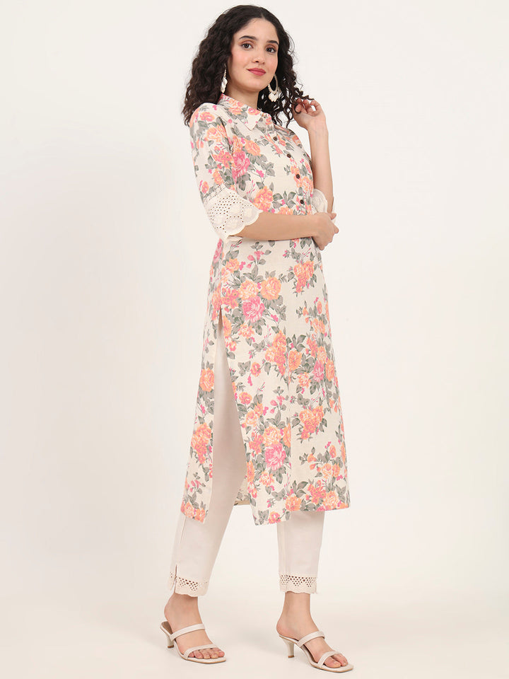 Pink-Cotton-Floral-Printed-Kurta