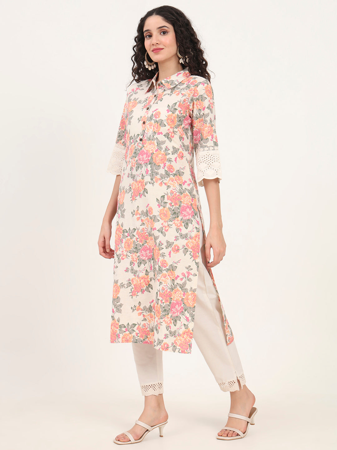Pink-Cotton-Floral-Printed-Kurta