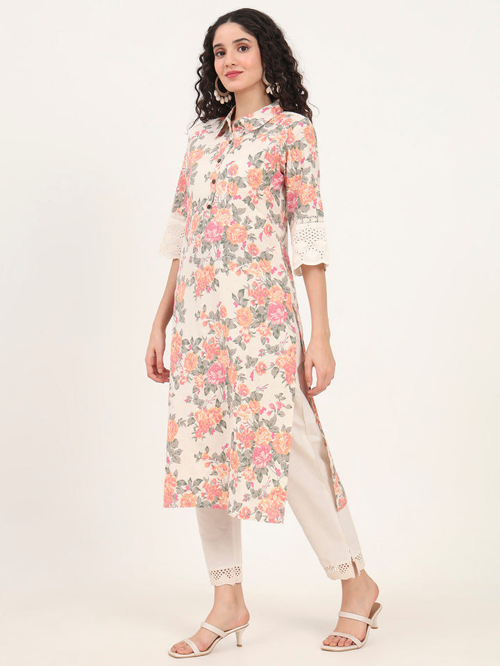 Pink-Cotton-Floral-Printed-Kurta