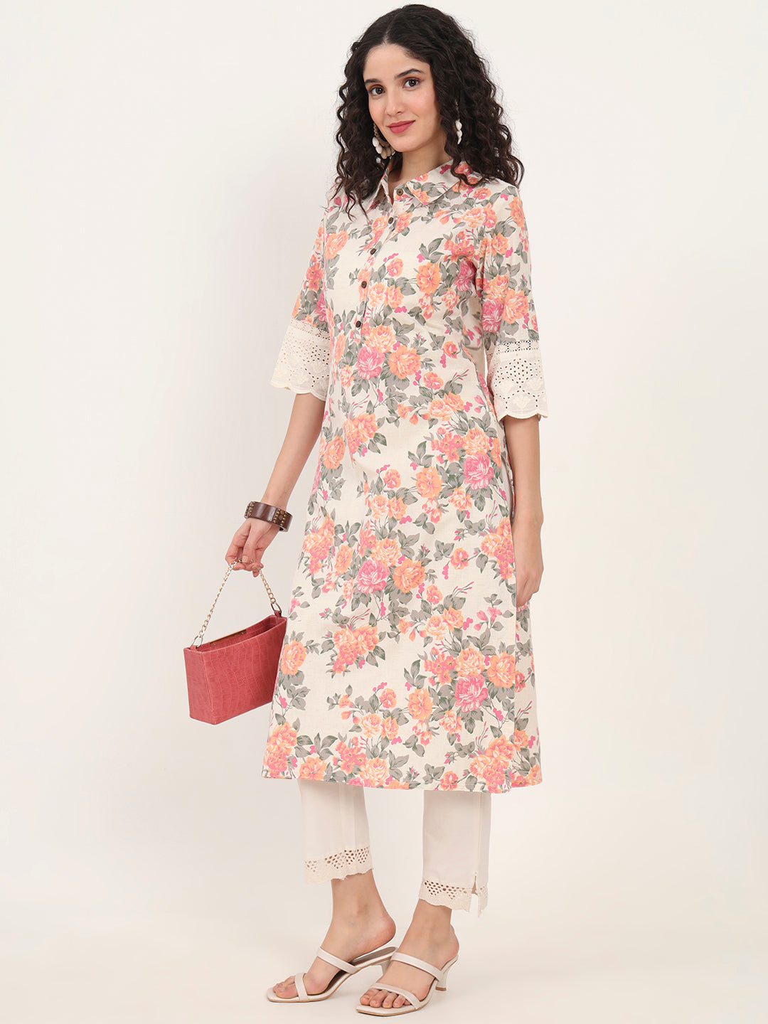 Pink-Cotton-Floral-Printed-Kurta