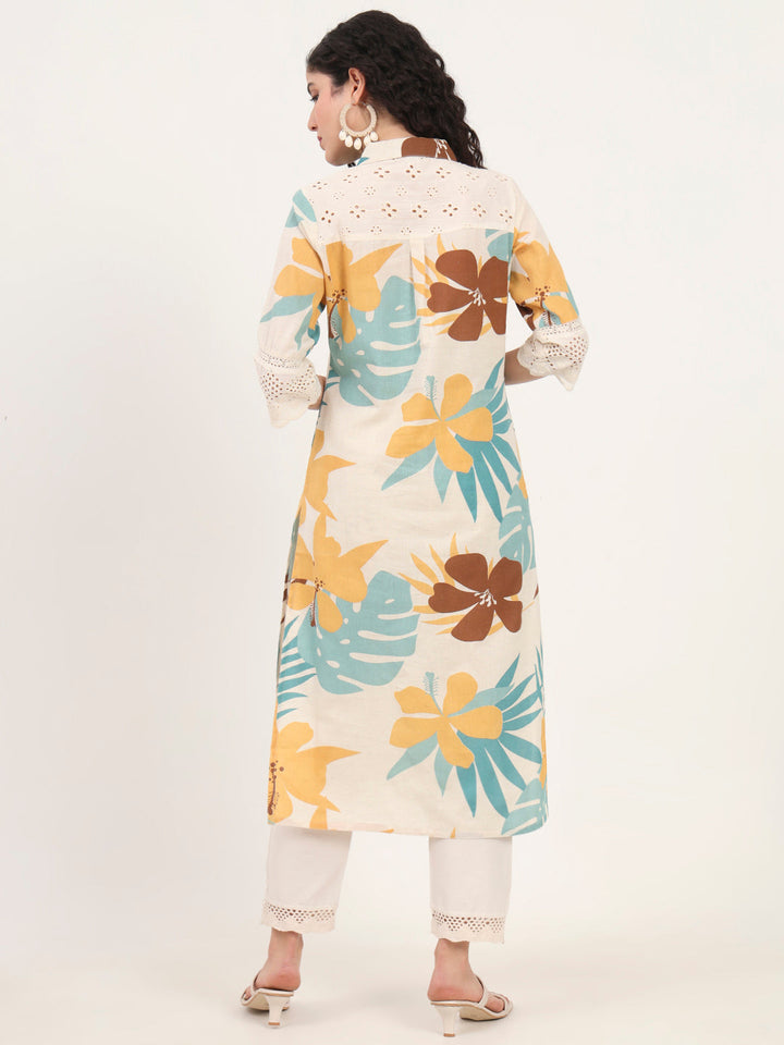 Teal-Cotton-Floral-Printed-Kurta