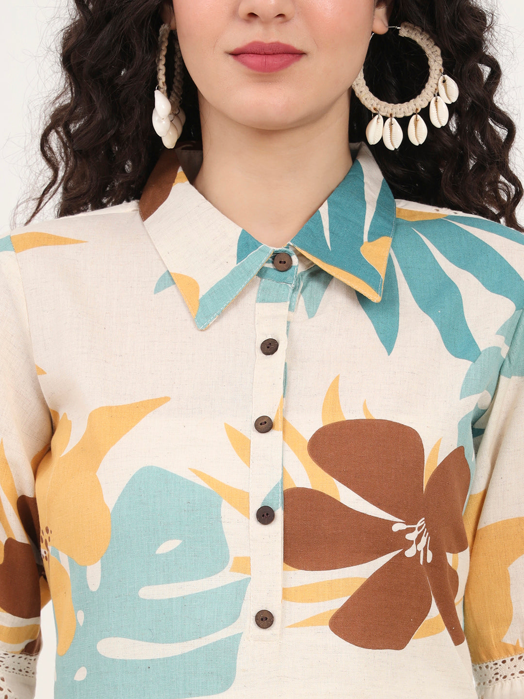 Teal-Cotton-Floral-Printed-Kurta