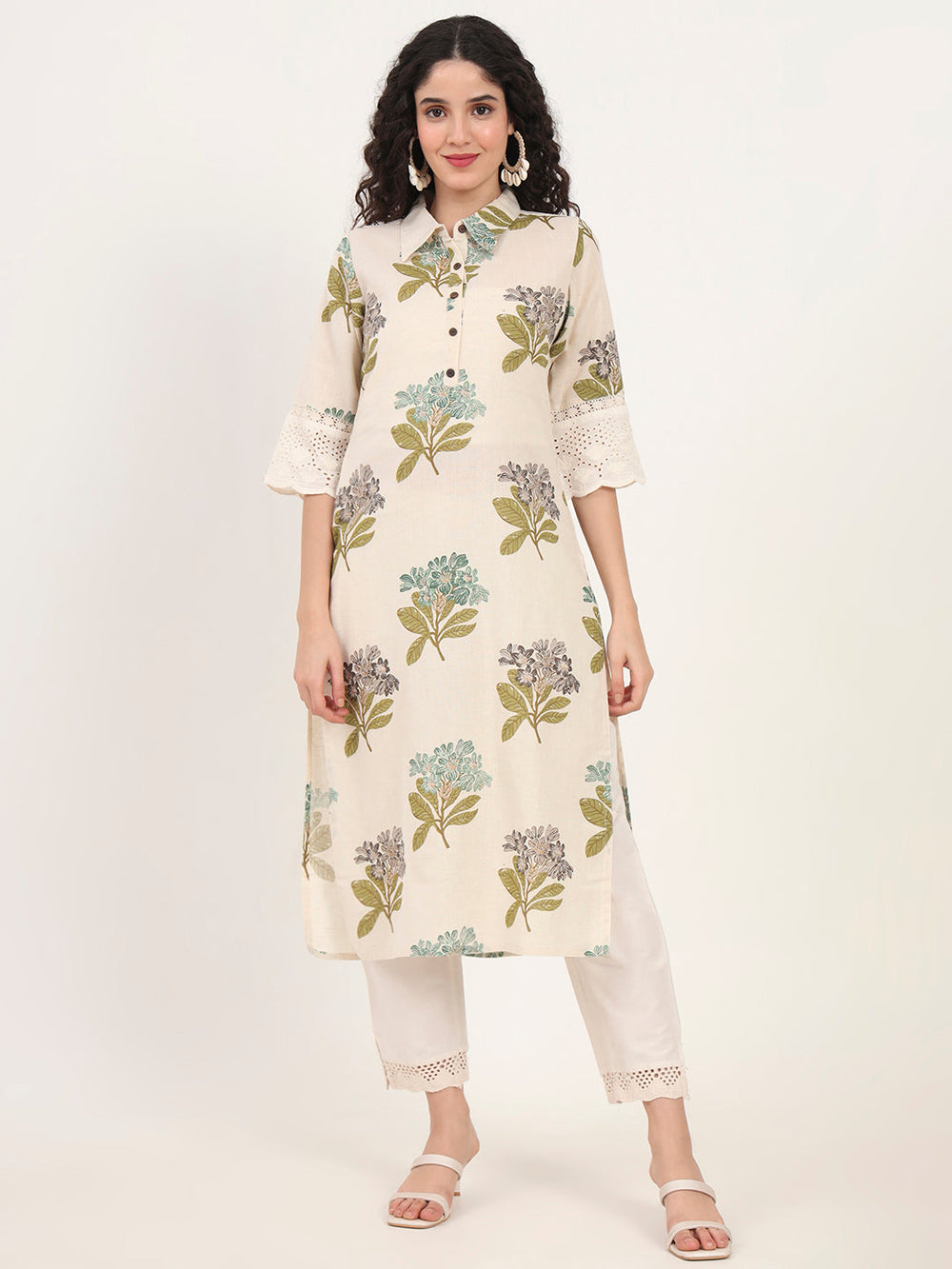 Green-Cotton-Floral-Printed-Kurta