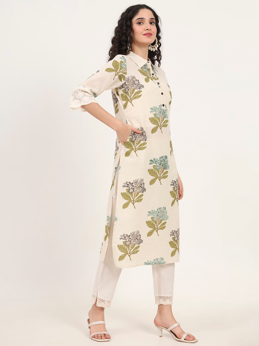 Green-Cotton-Floral-Printed-Kurta