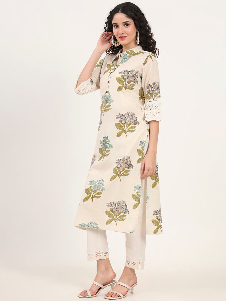 Green-Cotton-Floral-Printed-Kurta